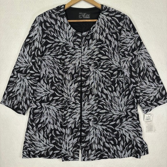 Alex Evenings Jackets & Blazers - Alex Evenings Metallic Leaf Jacket Womens 2X Open Front Formal NWT